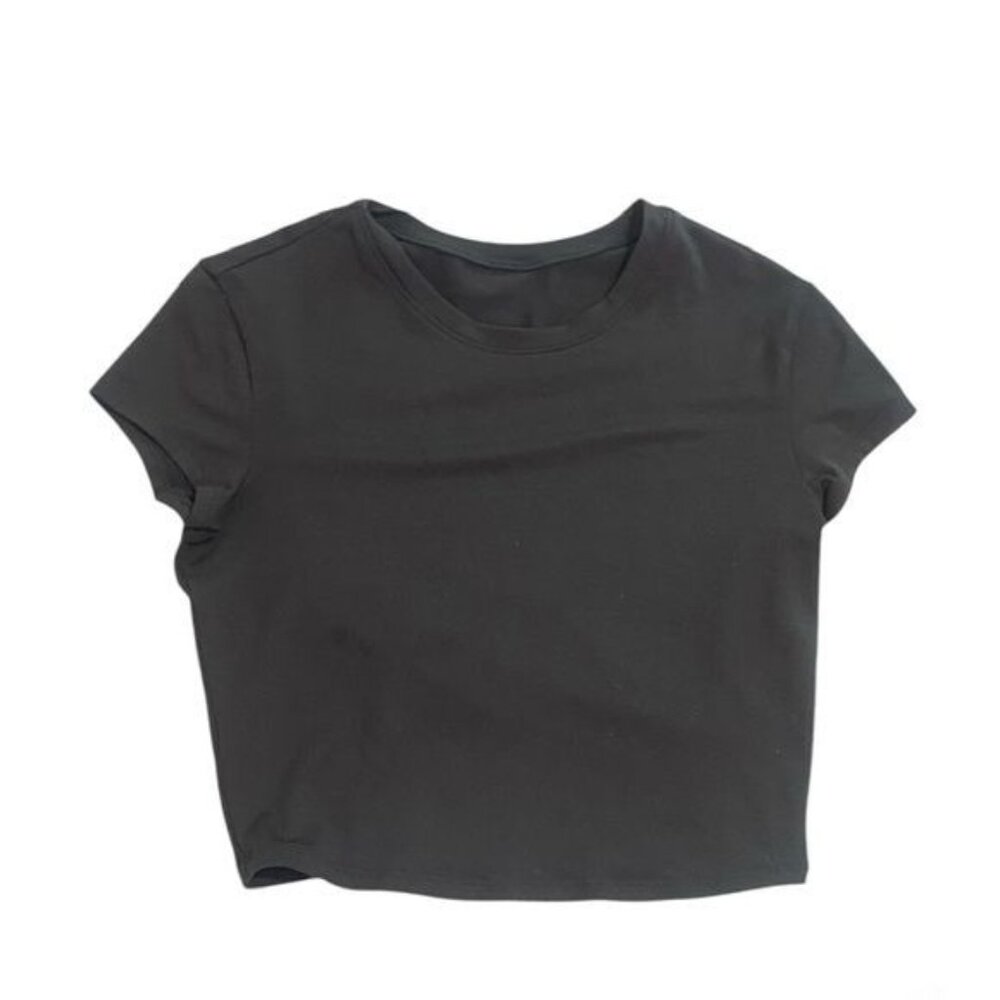 Alo Yoga Alosoft Crop Finesse Short Sleeve Tee In Black